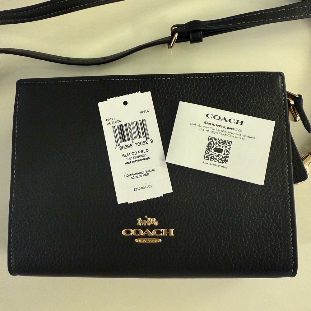 Coach Black Leather Clutch with Gold Accents - Picture 7 of 7